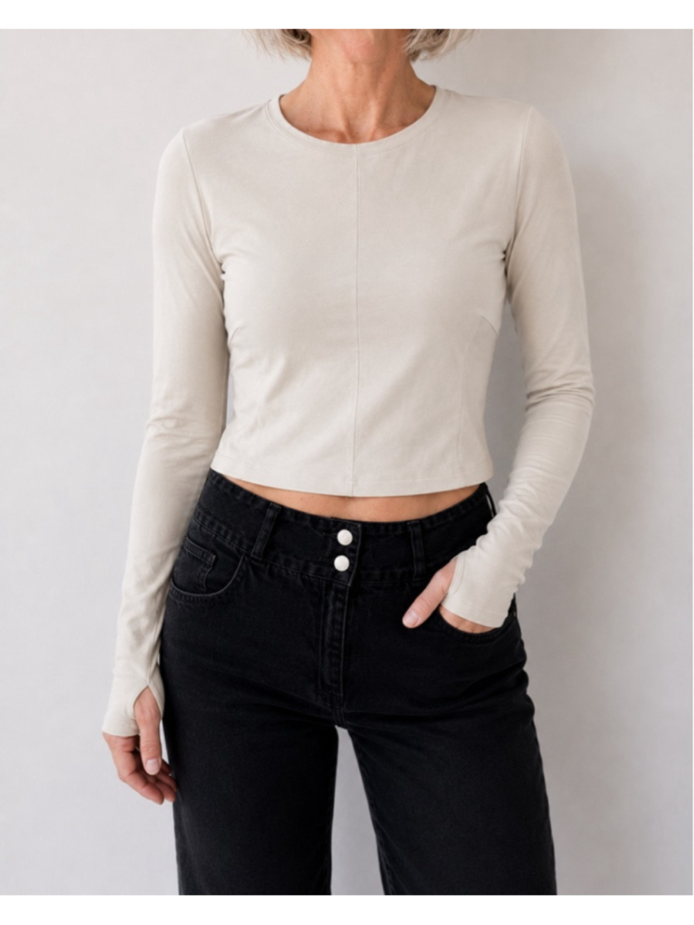 Lululemon Tight-Fit Lined Long-Sleeve Shirt Sz S Bone EUC